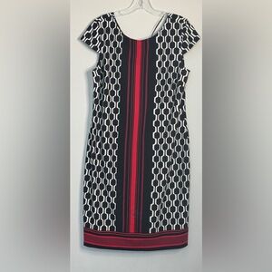 Dress Barn Chic Black and Red Patterned Midi Dress